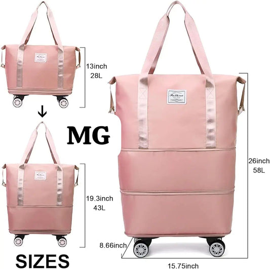Travelling 3 layer wheel folding bag Original 3 layer double chain wheel folding bag big size restocked