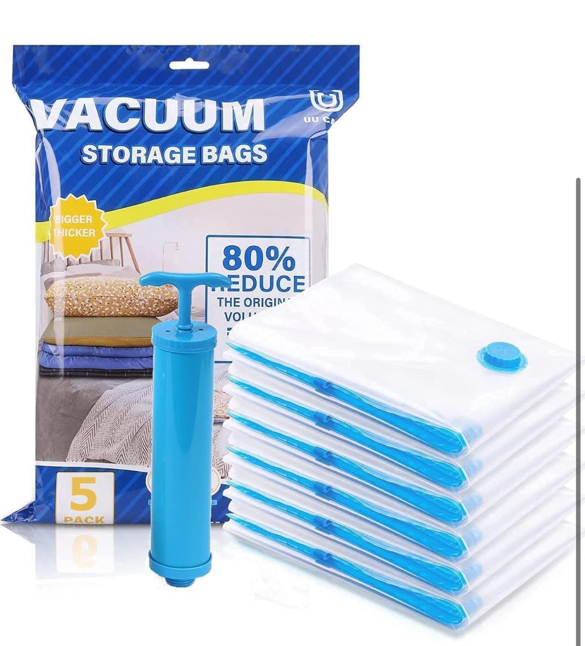 Vacuum Storage Bags for Clothes with Hand Pump – 5 bag +1 pump.