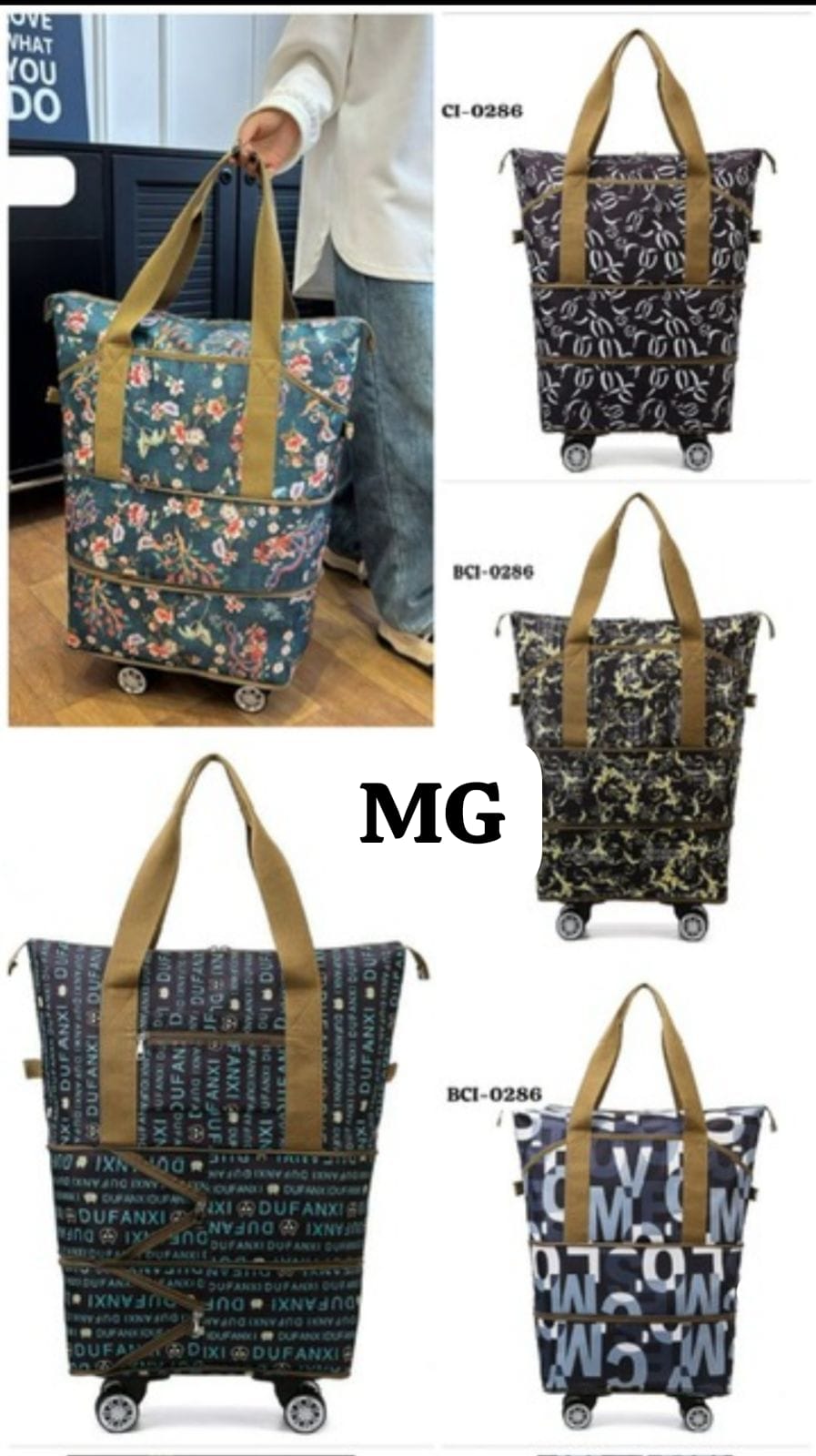 Printed Wheel Trolly Bag Double Extension